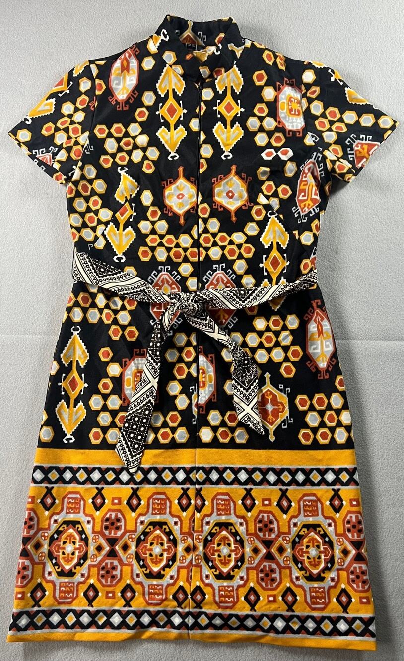 Vintage 1970s Minx Multicolored Mod/Gogo Dress, See Desc for Measurements